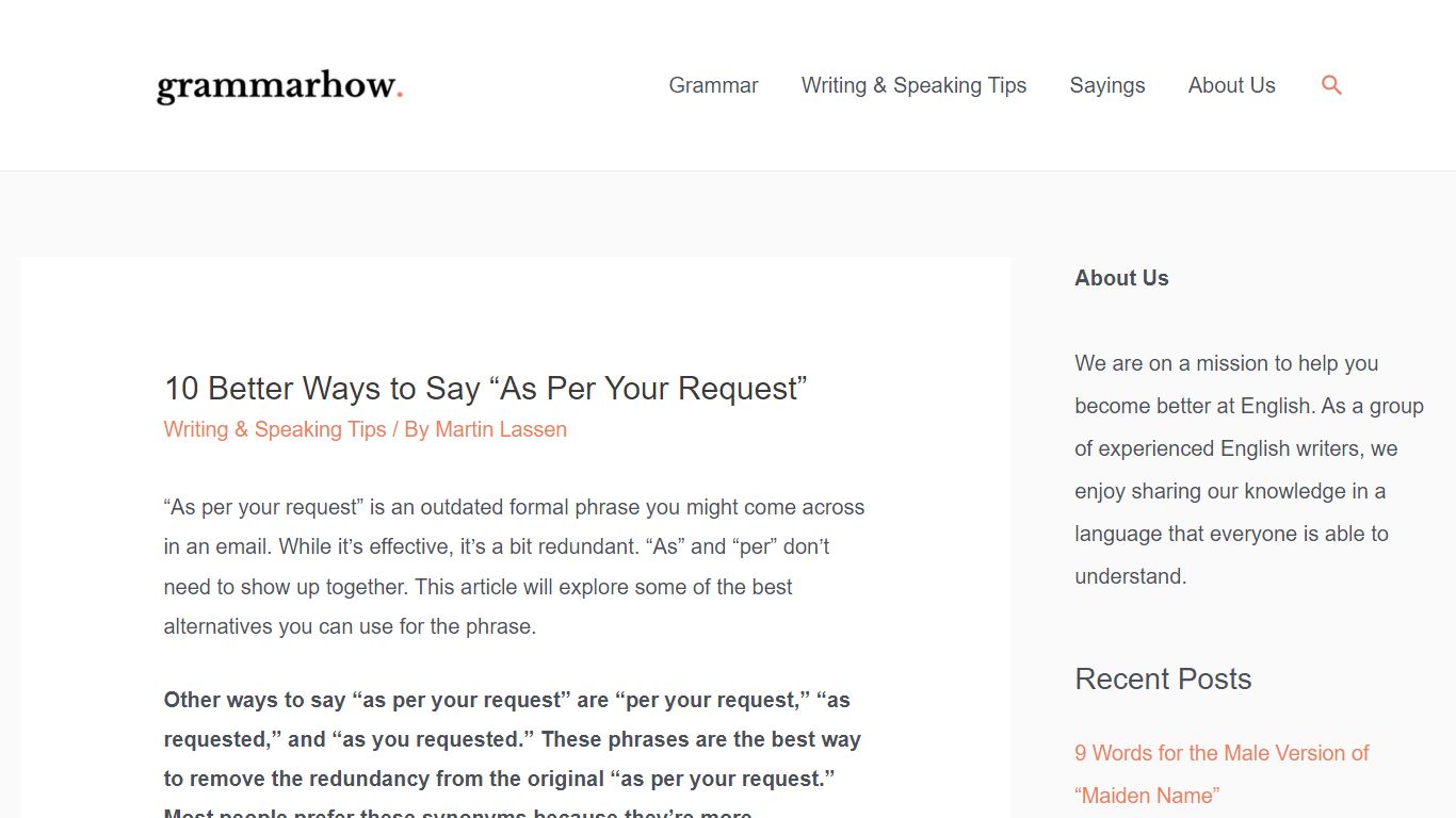 10 Better Ways to Say "As Per Your Request" - Grammarhow